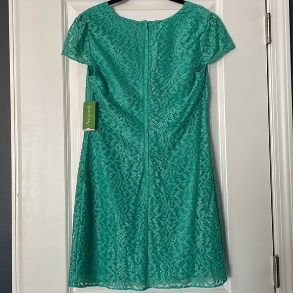 NWT Lilly Pulitzer Seafoam Green Jungle Lace Erica Dress - Picture 6 of 6